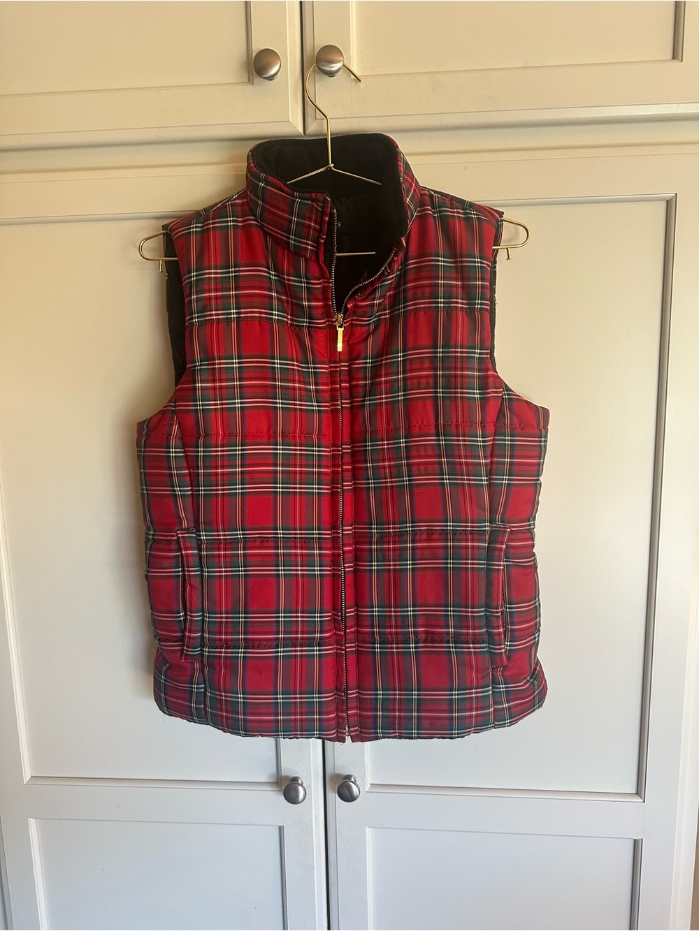 Chaps Red Plaid Quilted Puffer Vest